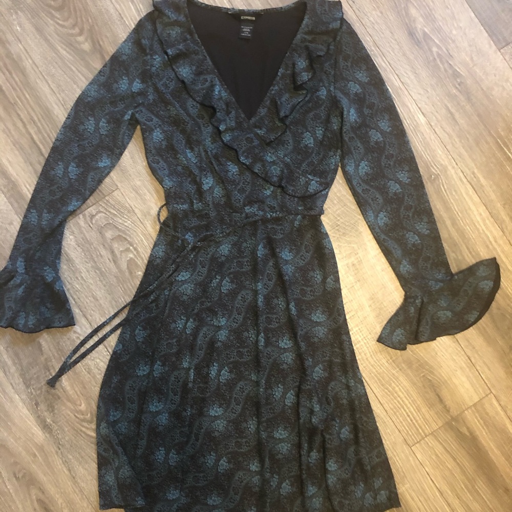 Express ruffle trim dress